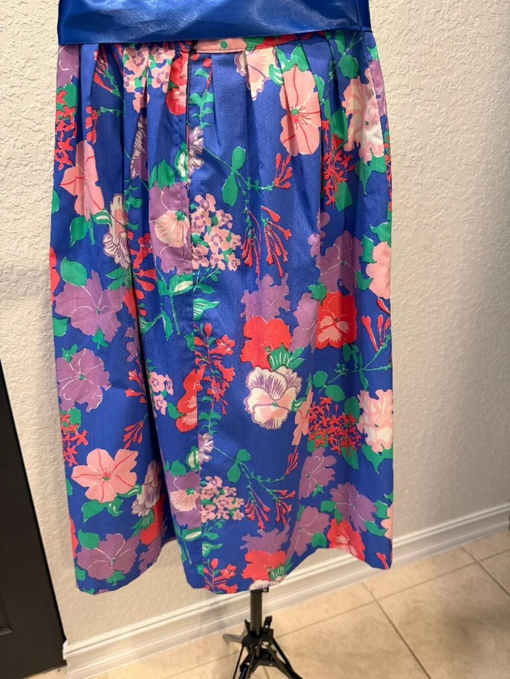 VTG 1970s Lilly Pulitzer THE LILLY Skirt Blue Purple Pink Floral Ribbon